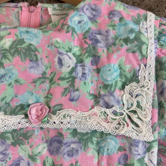 Vintage Rare Editions English Floral Dress 14 Girls Bib Collar Cottage Core Trad - Picture 4 of 8